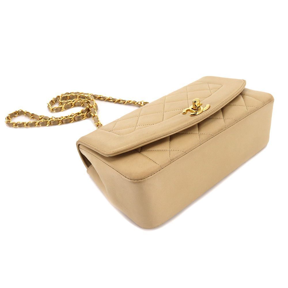 Chanel Diana 22 Matelasse Chain Shoulder Leather Beige Gold - Picture 5 of 9